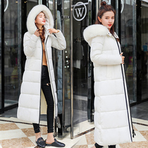 Thickened cotton coat womens extended over-the-knee plus size 2021 winter new down cotton clothes Korean version of slim-fit cold jacket