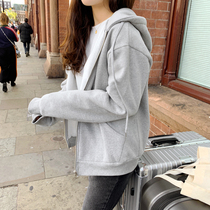 Star same pregnant women sweater 2020 Autumn new cotton loose long sleeve pregnant women jacket cardigan hooded top