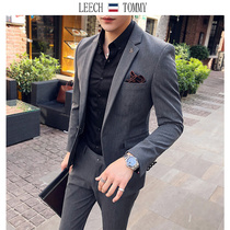 Suit suit mens two-piece Korean trend large size casual jacket business formal wear slim non-iron suit