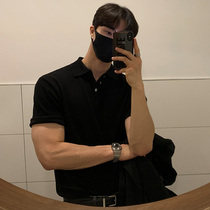 Lapel polo shirt short-sleeved mens 2021 summer new Korean trend Hong Kong style loose all-match solid color t-shirt clothes