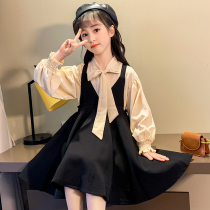  Girls  skirts autumn 2021 new long-sleeved western style autumn childrens princess spring and autumn 8 women 9 dresses 12 years old
