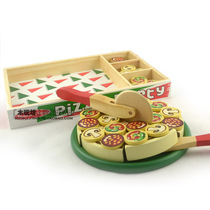 Special price wooden simulation pizza cut look set children play house cooking toys boy girl baby gift