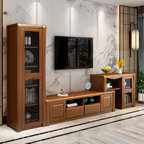 Chinese style solid wood coffee table TV cabinet combination modern simple small apartment telescopic TV cabinet living room high cabinet floor cabinet