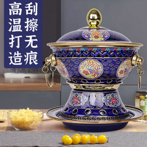 Cloisonne commercial old-fashioned pure copper single person hot pot One person one pot hot pot shop special alcohol stove small hot pot household