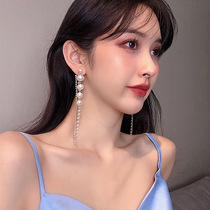Hong Kong (designer) RVY 2021 New Tide luxury luxury earrings earrings tassel pearl earrings female