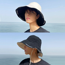Sunscreen hat Mens tide summer double-sided windproof rope Fisherman hat Mens casual face-covering sun hat Mens visor hat