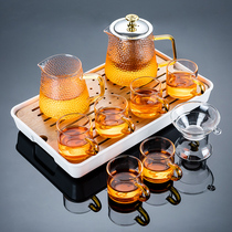Glass kung fu tea set home living room tea tray Japanese tea maker teapot office guest tea cup small set