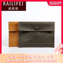 KAILIFEI 2018 new crazy horse leather handbag cowhide bag file bag 13 inch computer bag business mens bag