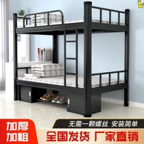 Upper and lower bed Upper and lower bunk bed High and low bed Student dormitory bedroom Double iron bed Staff apartment Single iron bed