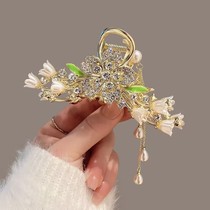 2023 new flower butterfly tassel hair clip womens high-end sense large back head catch clip hair shark clip hair