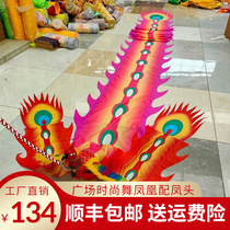 Square Fitness Dragon Ribbon with Phoenix middle-aged men and women traditional dragon and dance dragon and phoenix with a whole set of colorful band performance shows