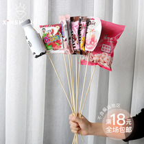 Core snack fruit universal nano glue bamboo stick bouquet flower packaging material handmade diy material gift