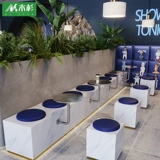 Интернет -знаменитость Ins Industry Style Milk Tea Shop Cafe Wall Booth Desfa Dessert Shop Стол и стул из нержавеющей стали.