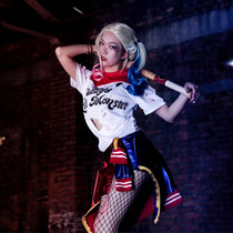 Suicide Squad clown girl cos Halle Quinn cosplay suit suit anime wig Baseball bat company party
