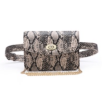  9005*2021 new mini small fanny pack leather crocodile pattern snakeskin fashion casual fanny pack womens chain messenger bag