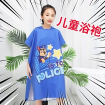 Childrens fast dry beach towel cloak summer thin seaside with cap swimming portable baby water absorption cartoon bathrobe