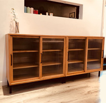 Nordic sideboard solid wood glass storage cabinet log porch cabinet modern simple mobile door bookcase living room cupboard