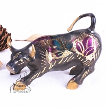 Pakistan hand-carved pattern color copper cow Wangcai animal characteristics art crafts gifts