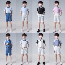 Boys short-sleeved small suit suit Summer small host piano performance dress June 1 Childrens Day performance clothing