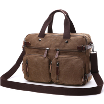 Versatile briefcase handbag with hand double shoulder bag single shoulder inclined satchel cloth bag overalls overalls wind large capacity mens backpack