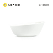 Meowcard beveled ceramic cat bowl open eating drink water round durable cat card new canned Bowl table