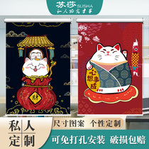 Lucky cat roller blinds Custom shading shading waterproof Bedroom balcony Kitchen living room free hole installation Hand pull