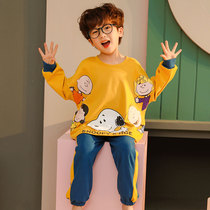 British Next kiss childrens pajamas boys spring and autumn cotton long sleeve little boy big boy home suit suit