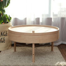 Denmark light and luxurious rotating tea table table Nordic modern minimalist creative solid wood living room Home Small family Type round edge a few