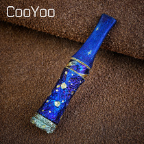 Coyoo cool friends three-hand non-outside titanium alloy cigarette holder inlaid gold hand-carved EDC