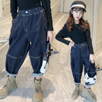 Girls Spring and Autumn Harlan jeans foreign style Korean childrens trousers