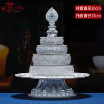 Manza plate sterling silver s990 eight auspicious handmade Manda plate repair tray full set of 10cm tantric for xiumanhua