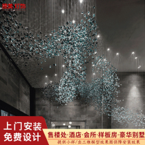 Glass glass Simple air hanging decoration Sales office Hotel modern hall Lobby bar Stone hanging line lamp