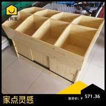 Supermarket rice bucket Rice bucket rice cabinet Assembled eight-grid wooden rice noodle shelf Five-grain cabinet Dried fruit bulk container