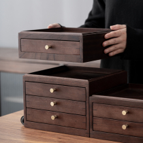 Walnut solid wood Puer tea cake box household Chinese multi-layer can be superimposed drawer storage box pry tea split tea tray