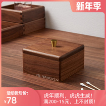 Solid Wood toothpick dental floss box household dining table with cover dust desktop cotton sign box tenon and Tenon wooden cotton storage box