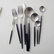 OUDING Joker Black Silver Knife and Fork Stainless Steel Western Food Knife and Fork Chopsticks Spoon Fruit Fork Dessert Fork Spoon Drink Spoon