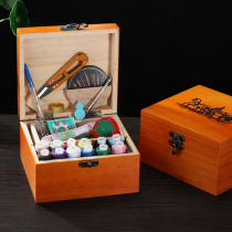 Vintage household solid wood needlework box Sewing set storage box Hand sewing thread sewing thread handmade DIY sewing tools