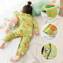 Childrens conjoined pajamas spring and autumn baby pajamas pure cotton cute Super Cute 1 baby 3 years old girl boy ha clothes thin