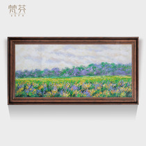 Monet Givini's Iris Garden Famous Painting Hand-painted Oil Painting Living Room Backwall Hanging Painting American Landscape Decorative Painting