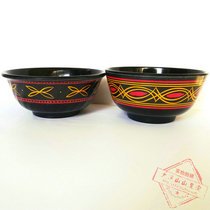 Yi restaurant tableware Barbecue restaurant resin black Daliang Mountain ethnic pattern bowls Chopsticks cups Durable rubber bowls