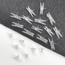20 transparent clip pins ins do not hurt photo wall decoration press nails Cork felt nails I-shaped nails
