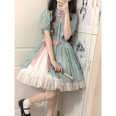 taobao agent Dress, cute small princess costume, Lolita style, Lolita OP, with short sleeve