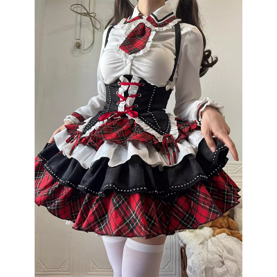 taobao agent Suspenders, brace, small princess costume, American style, Lolita style, tutu skirt