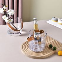Ice Cubes Storage Barrel Lift Basket Plastic Transparent Fruit Basket Ice Bucket Small Frescoed Living-room Table Bin Champagne Barrel Ice Grain