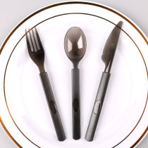 Changda thickened independent small packaging disposable plastic steak knife and fork set takeaway spoon black environmentally friendly portable