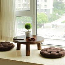 Simple bay window small coffee table round wooden table window sill table Japanese tatami small table low table tea table solid wood kang table