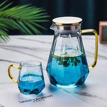 Cold water bottle cool kettle glass high temperature Open Kettle cold water cup set home large capacity tie pot light luxury European style