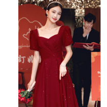Toast Bridal High Level Sensation Little Girl Wedding Wine Red Color Betrothed Gown Slim Fastwear Style Dress Summer