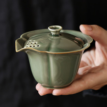 The Yue Kiln Green Porcelain Cover Bowl Chinese handmade home high-end util tea with unhot hand grip jug tea tea filter tea cup