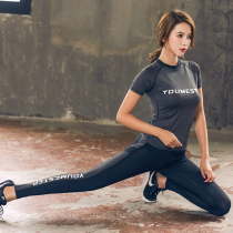 Net red spring and autumn sports suits female gym professional yoga clothes running yoga summer quick clothes morning running sexy